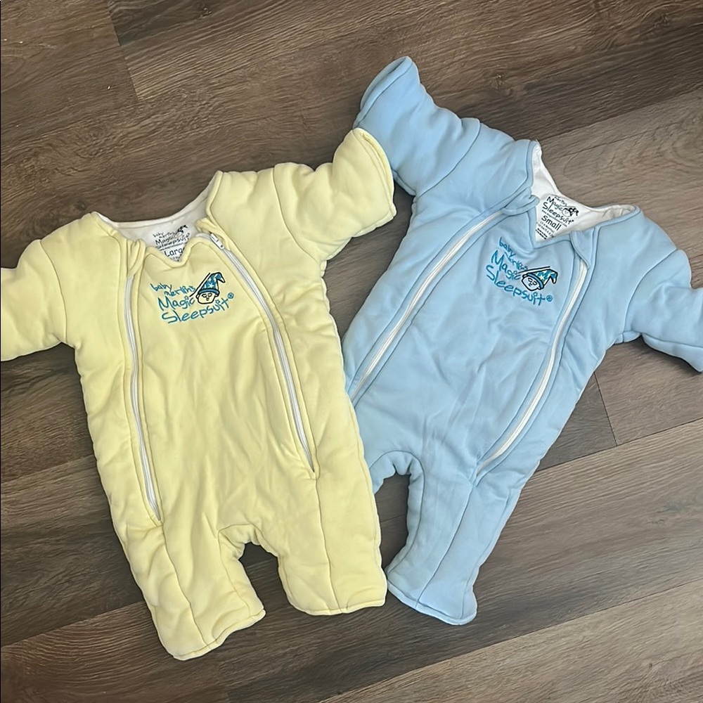 Set of 2 Merlin Magic Sleepsuits - Yellow (size L) and Blue (size S)